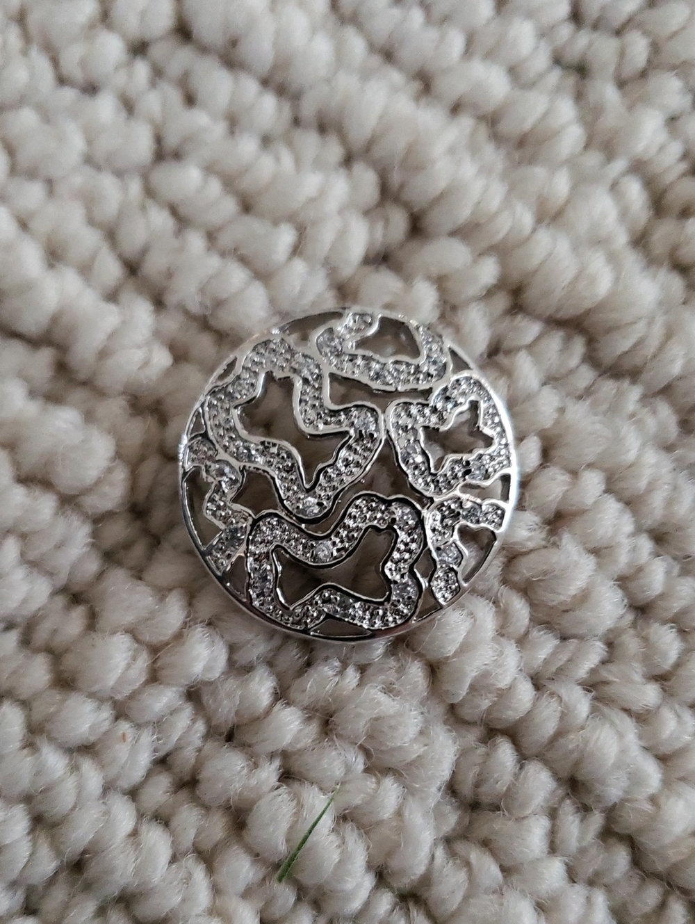Silver Crystal Accent Women’s Button Charm - Silver